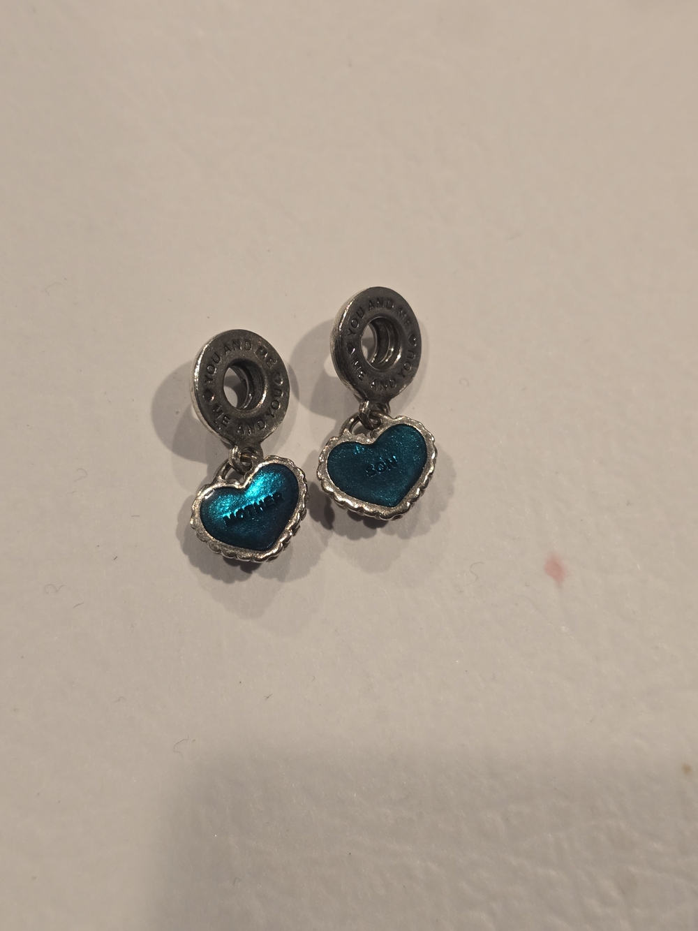 Pandora Teal Heart Dangle Son And Mother Charms